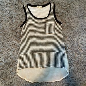 Monte au, small, black & cream striped tank